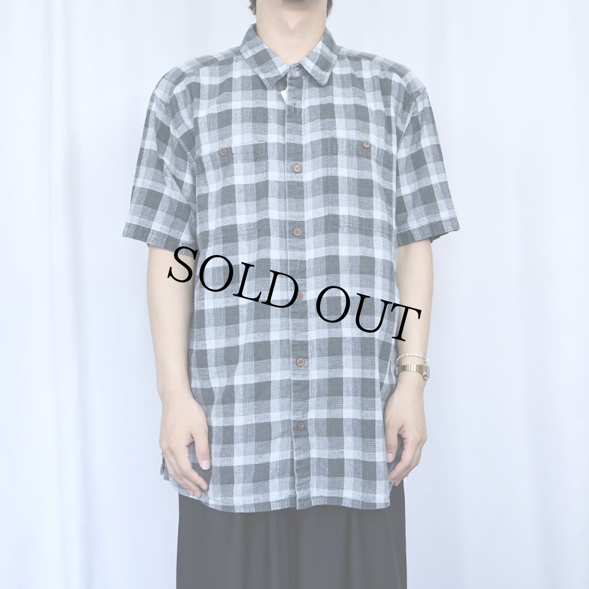 画像2: 2014SS Patagonia チェック柄 ヘンプ×コットンシャツ XL (2)