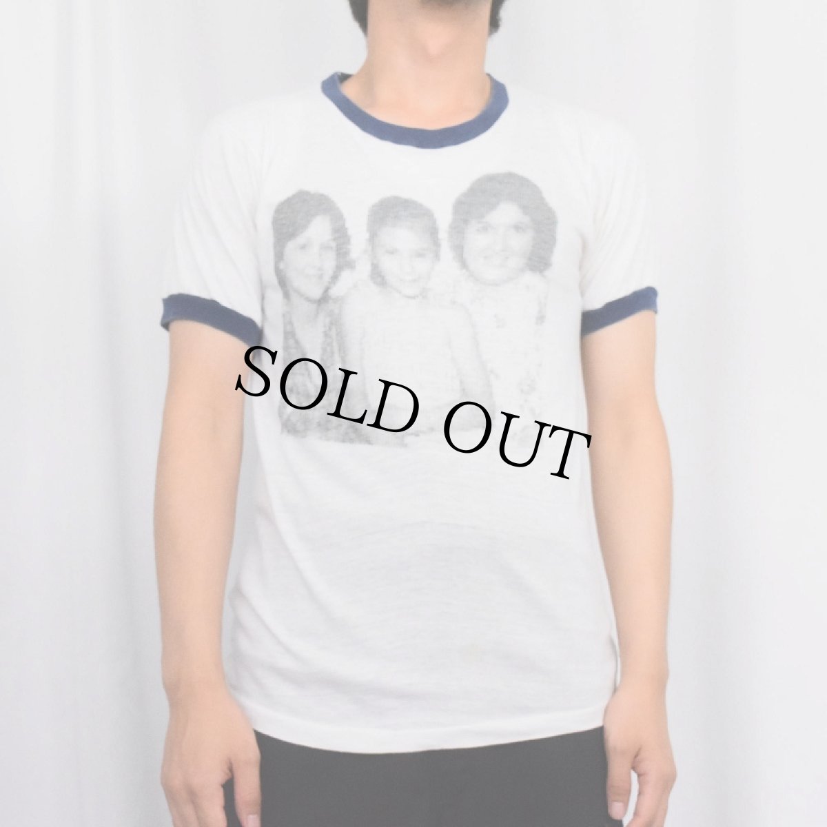 画像2: 80〜90's ピクセルアート  メモリアルプリント リンガーTシャツ NAVY (2)