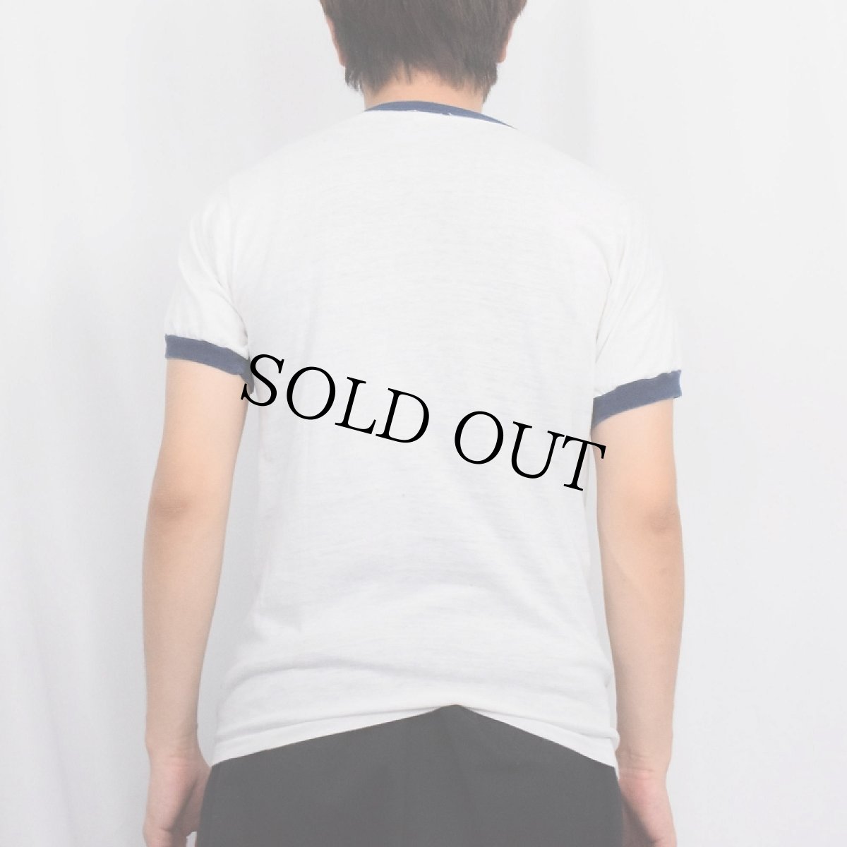 画像3: 80〜90's ピクセルアート  メモリアルプリント リンガーTシャツ NAVY (3)