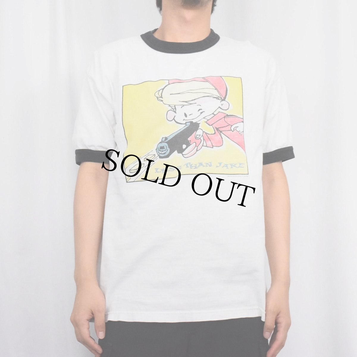 画像2: 90's LESS THAN JAKE スカコア・バンド プリント リンガーTシャツ L (2)