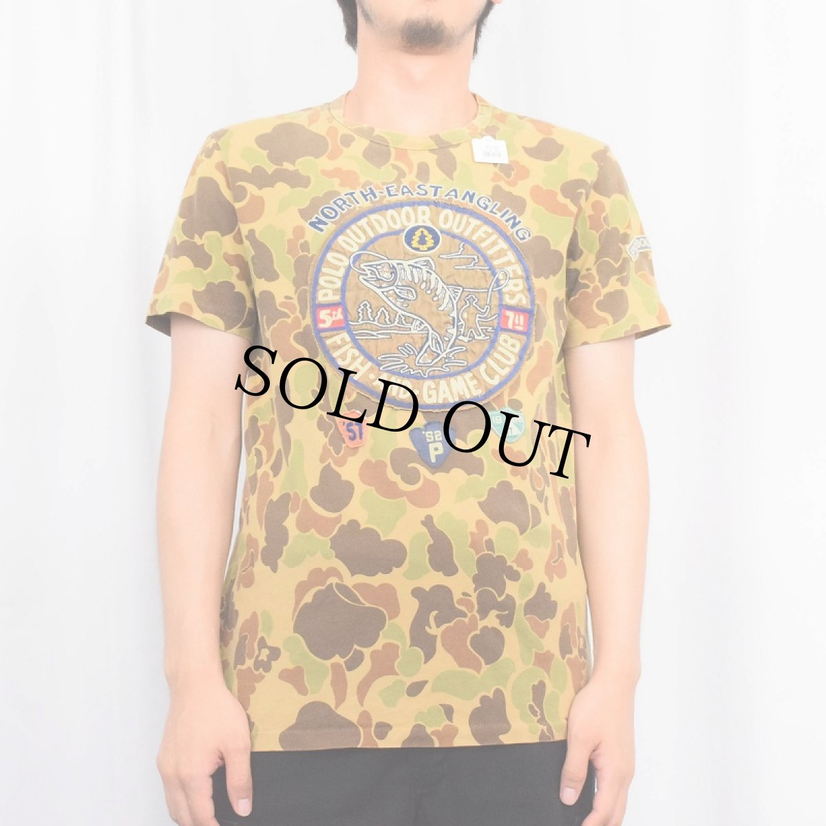 画像2: POLO Ralph Lauren "FISH AND GAME CLUB" 刺繍入り カモ柄Tシャツ M (2)