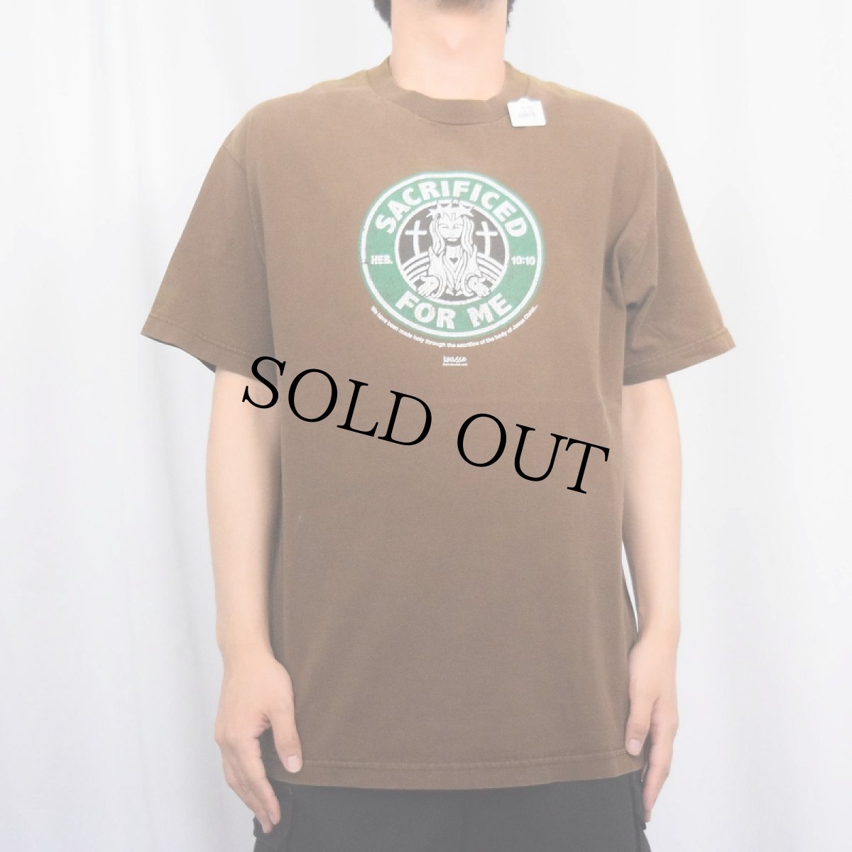 画像2: SACRIFICED FOR ME ジーザス パロディプリントTシャツ L (2)