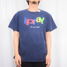 画像2: ipray Do you pray? ジーザス パロディプリントTシャツ NAVY L (2)