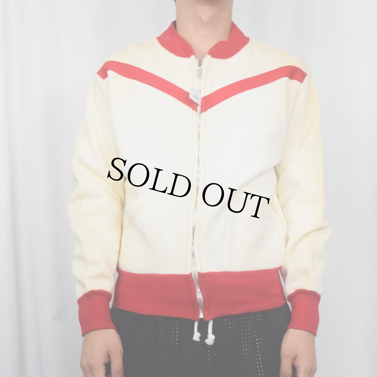 画像4: 50's AKOM パチポケ 針抜きリブ スウェットジップパーカー M (4)