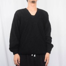 画像2: 60's THE STAG SHOP by RAMBULE Vネック モヘアニットセーター BLACK L (2)