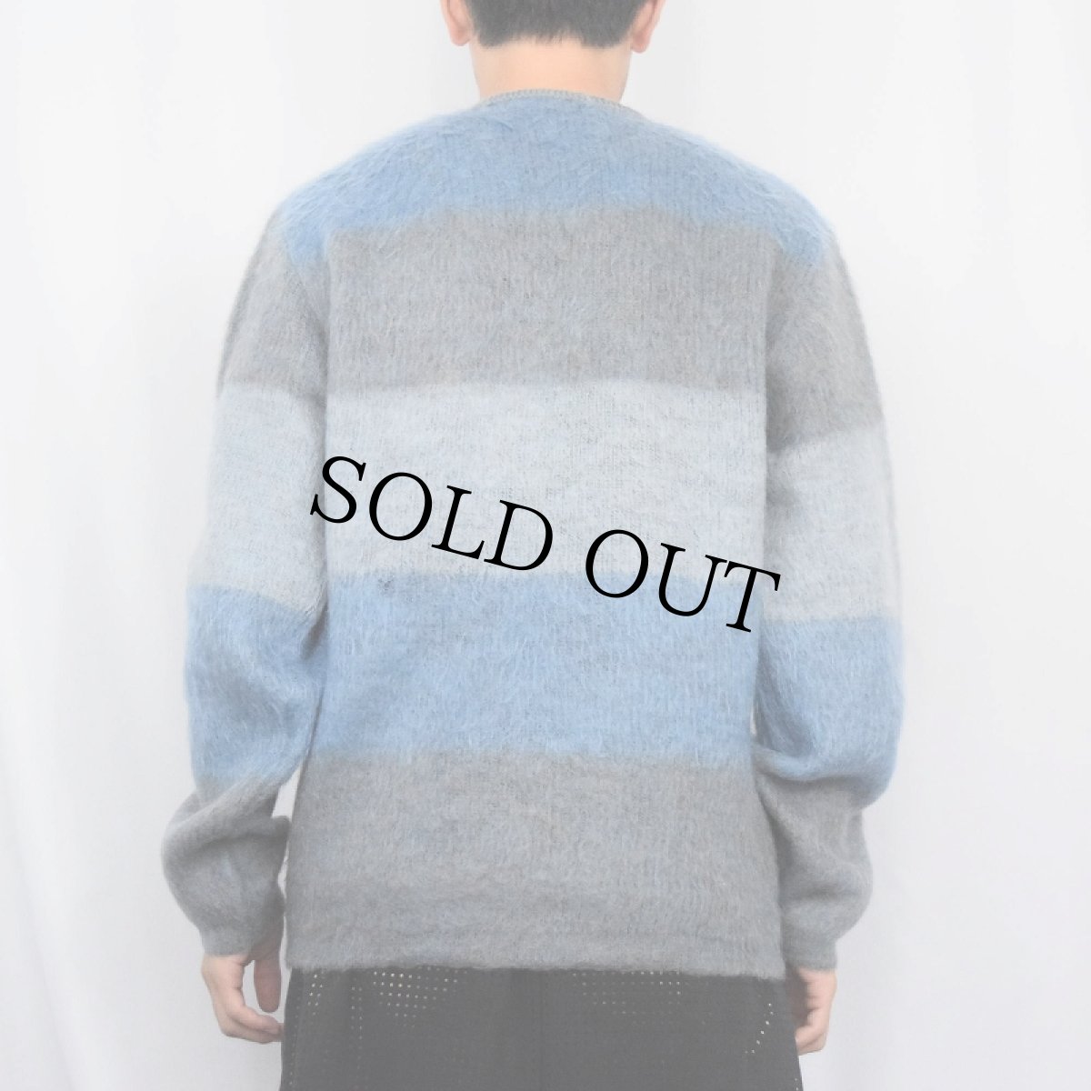 画像6: 60's Penneys TOWNCRAFT ボーダー柄 Vネック モヘアニットセーター M (6)