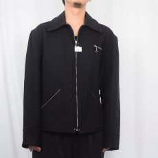 画像2: 40's DOUBLE DUTY メルトンウール スポーツジャケット BLACK size46 (2)
