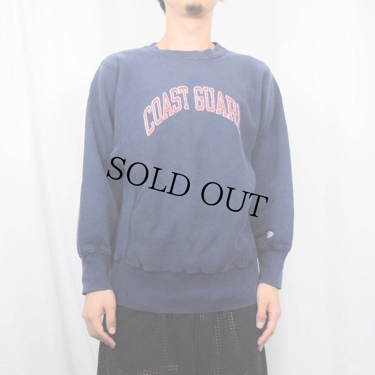 画像2: 80's Champion REVERSE WEAVE USA製 トリコタグ "COAST GUARD" プリントスウェット NAVY M (2)