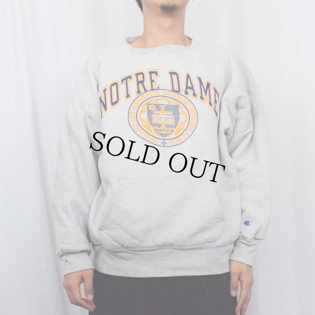 画像2: 80〜90's Champion REVERSE WEAVE USA製 トリコタグ "NORTRE DAME" ダブルフェイス スウェット XL (2)