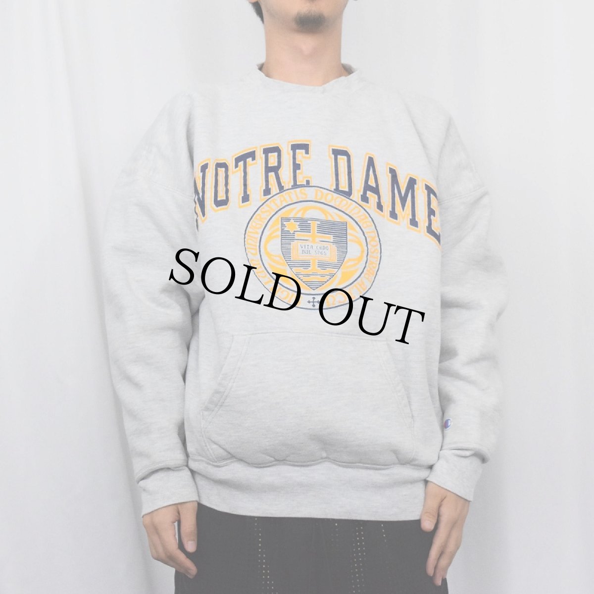 画像2: 80〜90's Champion REVERSE WEAVE USA製 トリコタグ "NORTRE DAME" ダブルフェイス スウェット XXL (2)