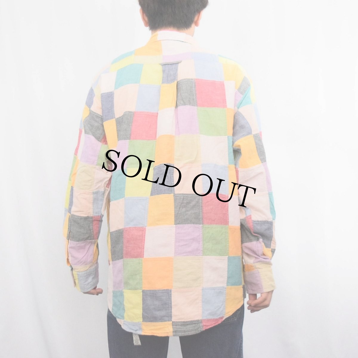 画像3: 90's ORVIS パッチワーク コットンボタンダウンシャツ L (3)