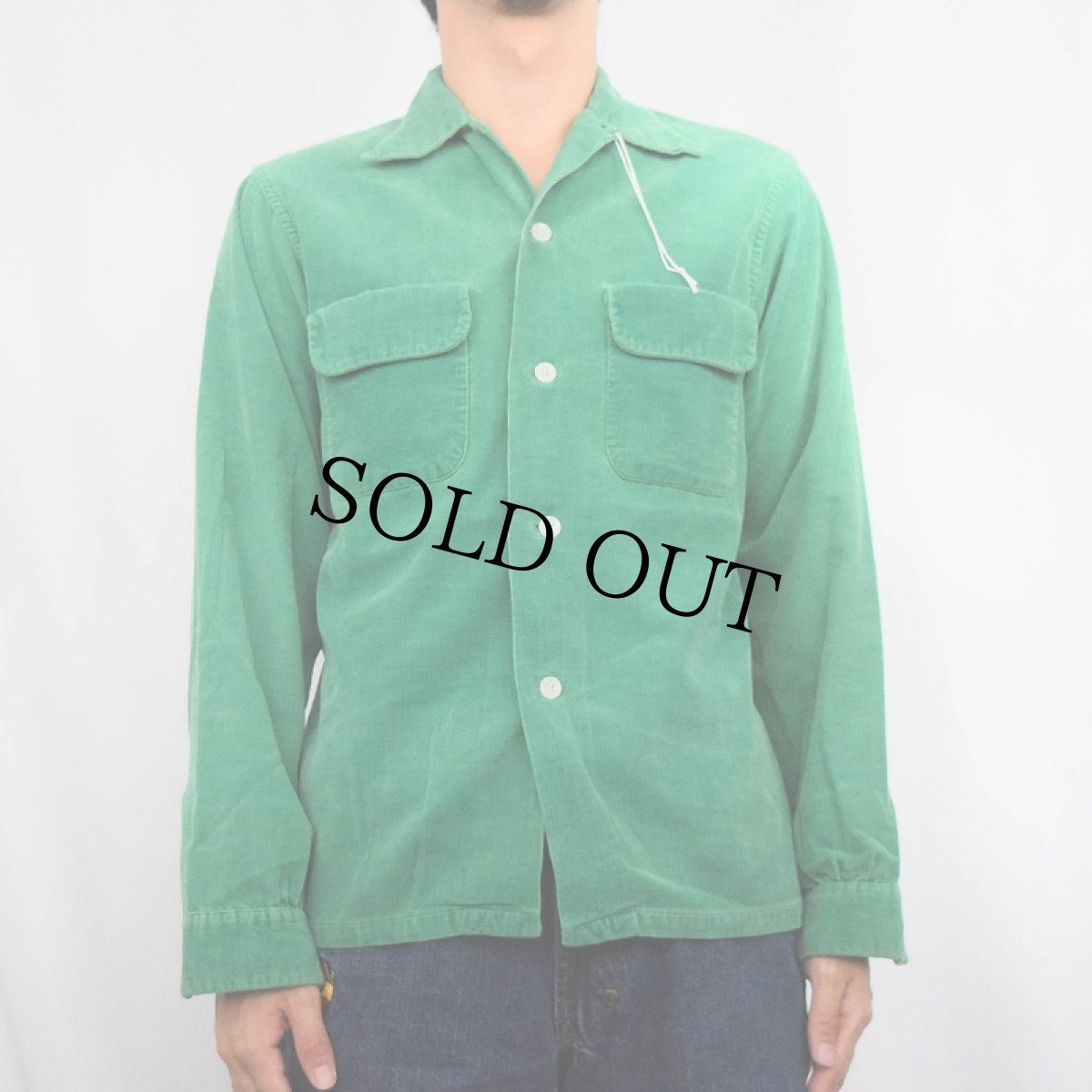 画像2: 40〜50's コーデュロイ オープンカラーシャツ (2)