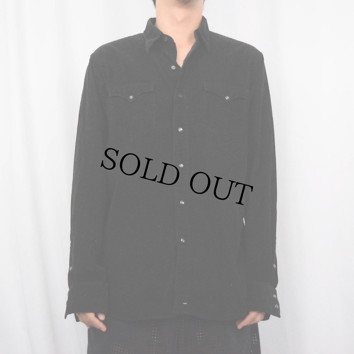 画像2: POLO Ralph Lauren "CLASSIC WESTERN" コーデュロイ ウエスタンシャツ BLACK M (2)