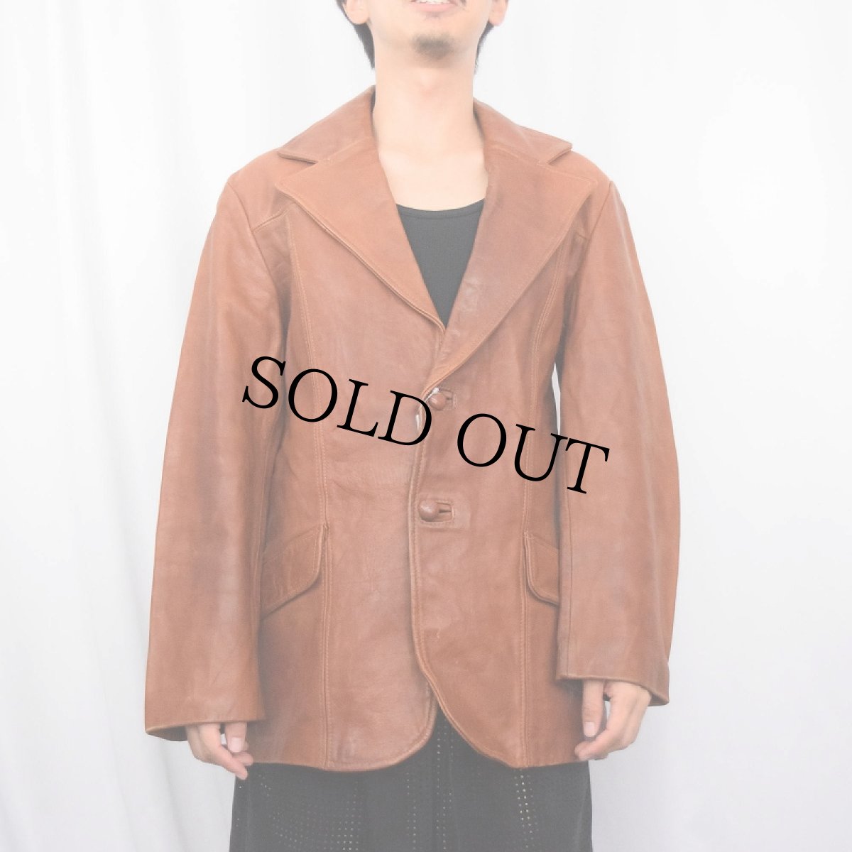 画像2: 〜70's レザーテーラードジャケット (2)