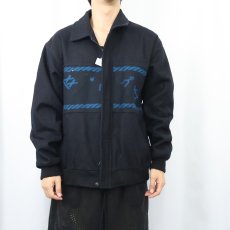 画像2: 80's PENDLETON USA製 乗馬柄 メルトンウールジャケット BLACK L (2)