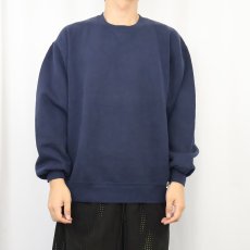 画像2: 90's RUSSELL ATHLETIC USA製 前V 無地スウェット NAVY L (2)