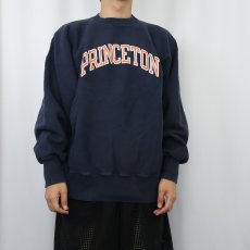画像2: 90's USA製 REVERSE WEAVE "PRINCETON" プリントスウェット NAVY L (2)