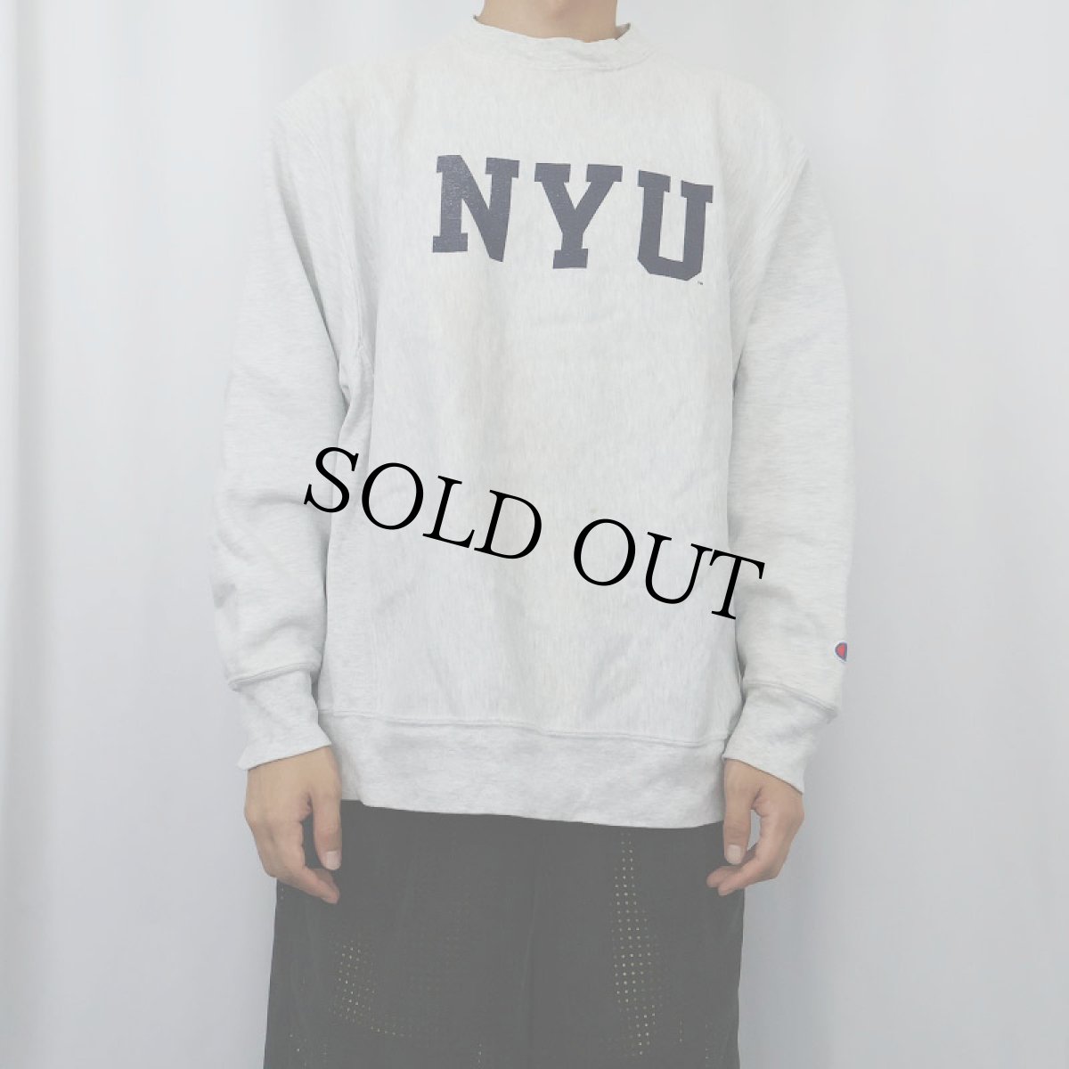 画像2: Champion REVERSE WEAVE "NYU" プリントスウェット M (2)