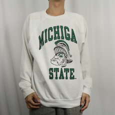 画像2: 90's Tultex "MICHIGAN STATE" 前V プリントスウェット XL (2)