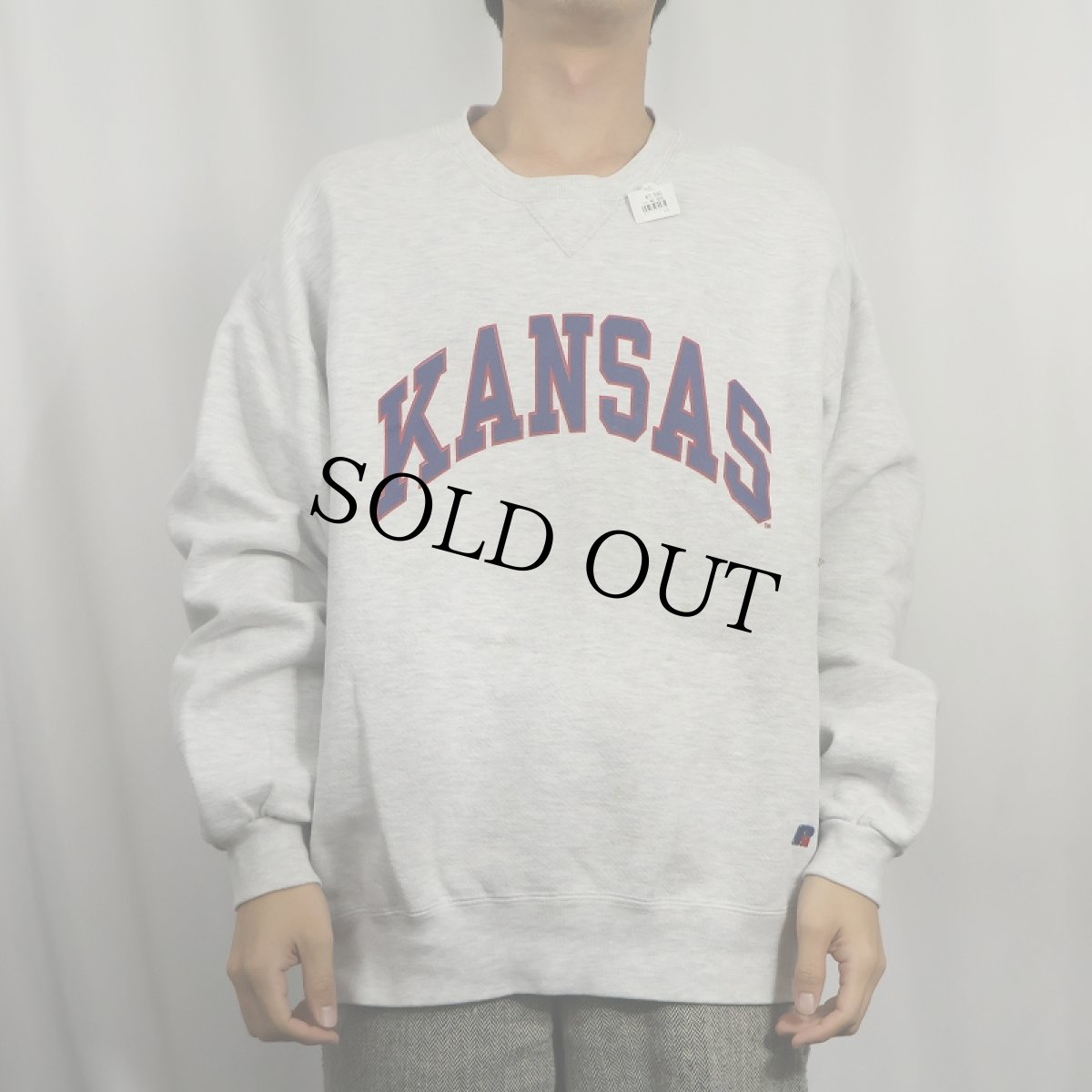 画像2: 90's RUSSELL ATHLETIC "HIGH COTTON" USA製  前V プリントスウェット XL (2)