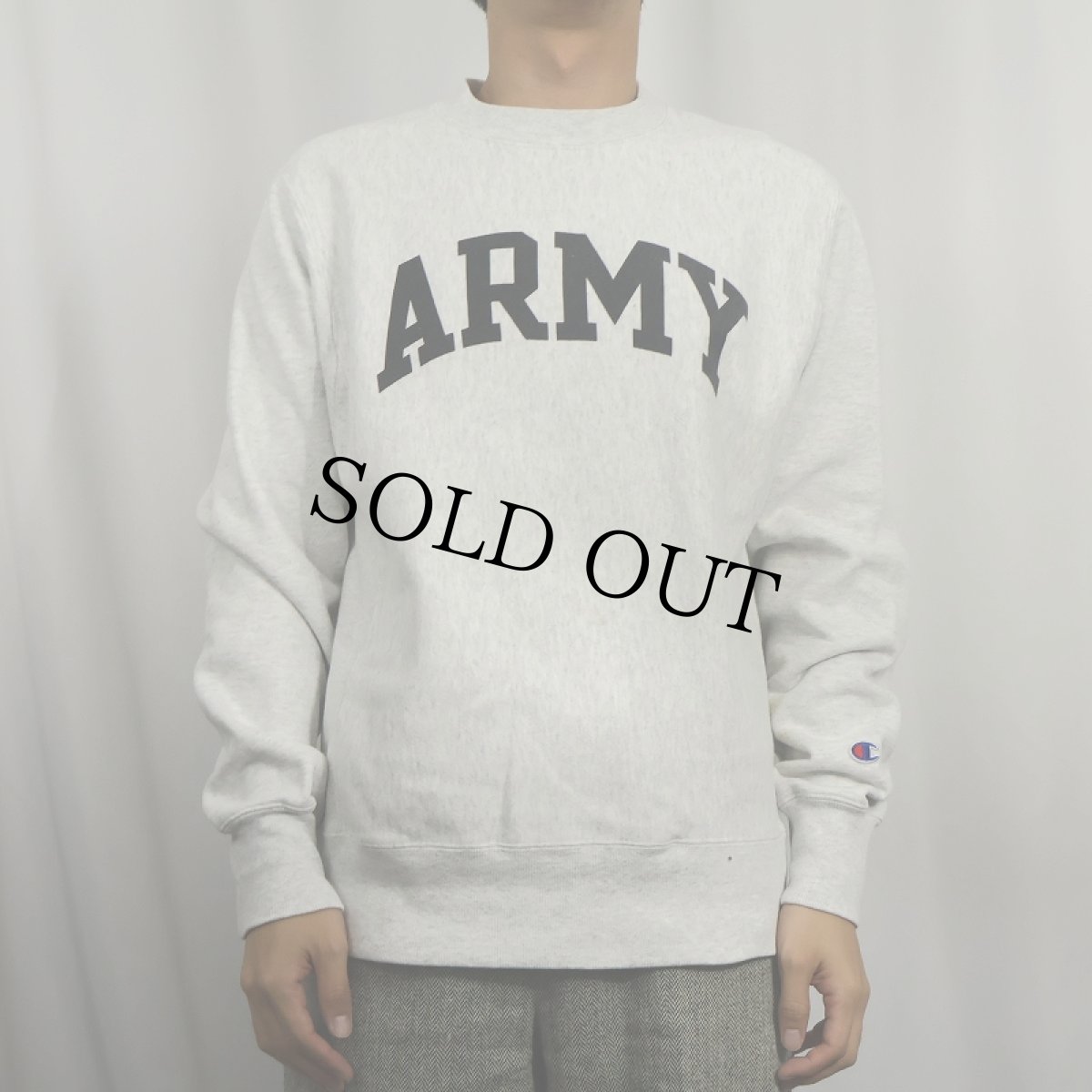 画像2: Champion REVERSE WEAVE "ARMY" プリントスウェット S (2)