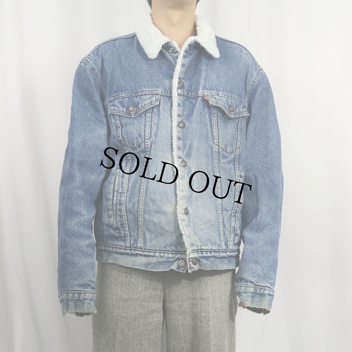画像2: 80's Levi's USA製 ボアライナー デニムジャケット SIZE46L (2)