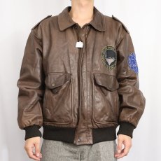 画像2: 80〜90's "A-2 TYPE" パッチ付き レザーフライトジャケット M (2)