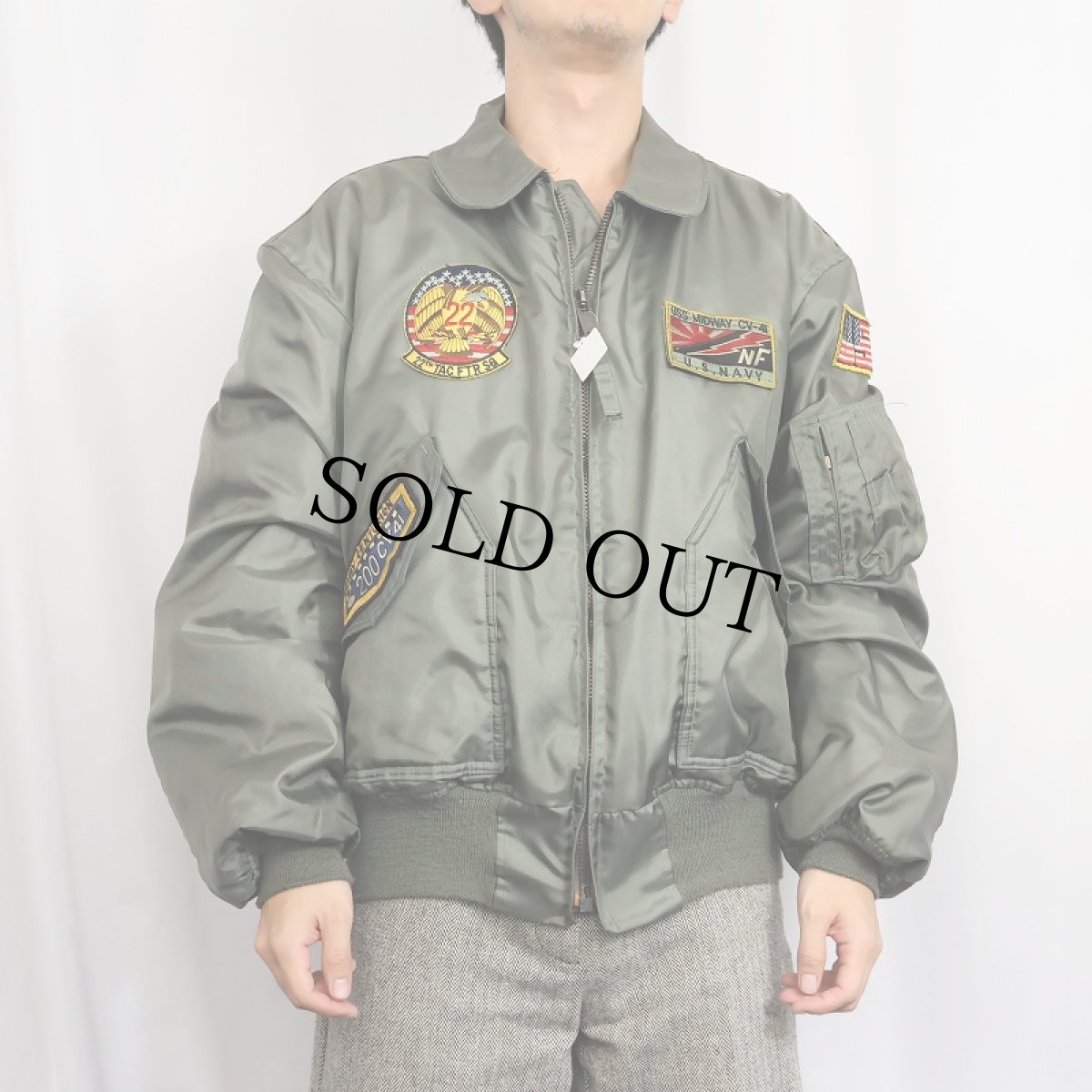 画像2: 80〜90's U.S.AIR FORCE CWU-45/P パッチ付き フライトジャケット X-LARGE (2)