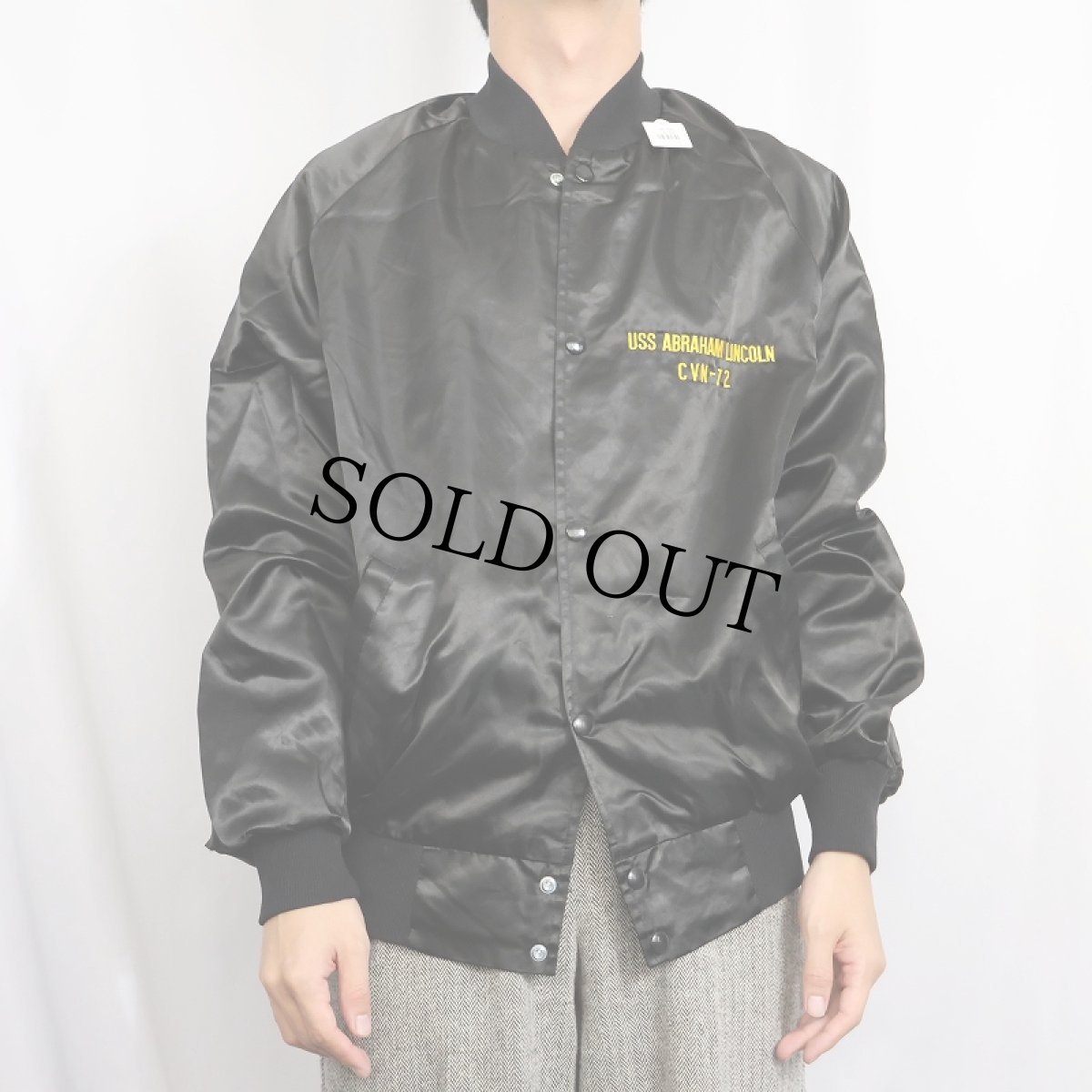 画像3: 80's USA製 "USS ABRAHAM LINCOLN CVN-72" スーベニアジャケット BLACK L (3)
