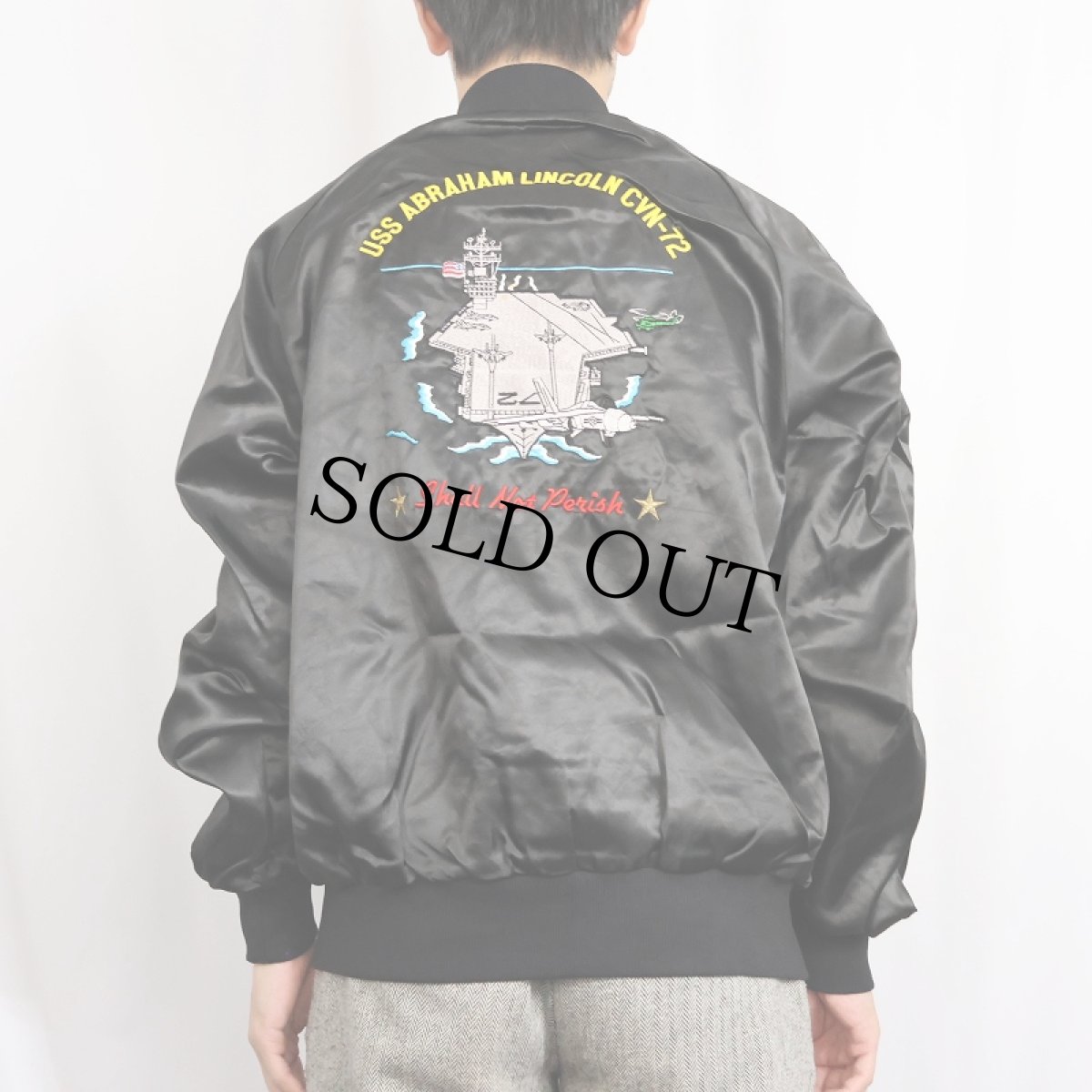 画像4: 80's USA製 "USS ABRAHAM LINCOLN CVN-72" スーベニアジャケット BLACK L (4)