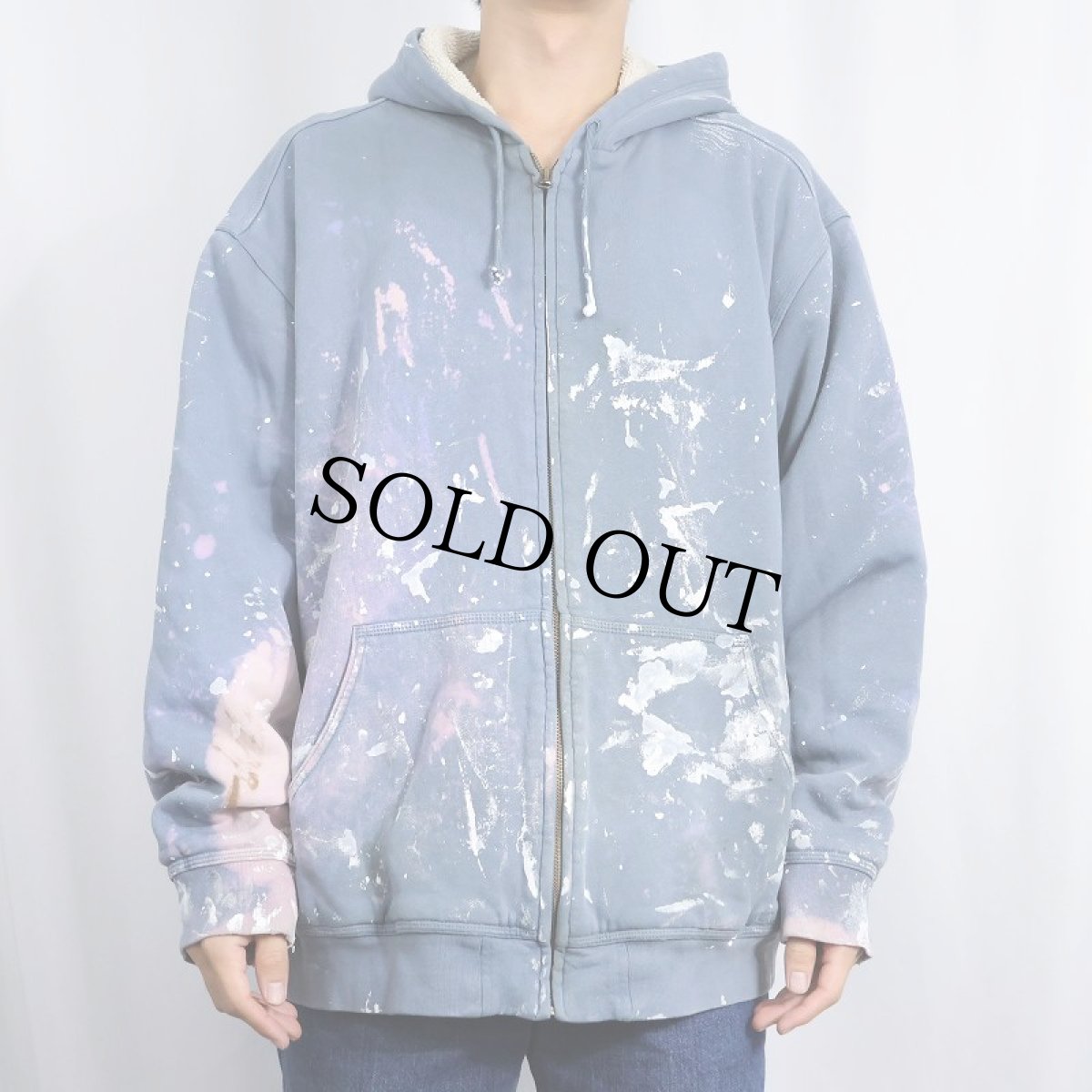 画像2: L.L.Bean "KATAHDIN IRON WORKS" ペンキペイント 裏ボア スウェットジップパーカー XL (2)