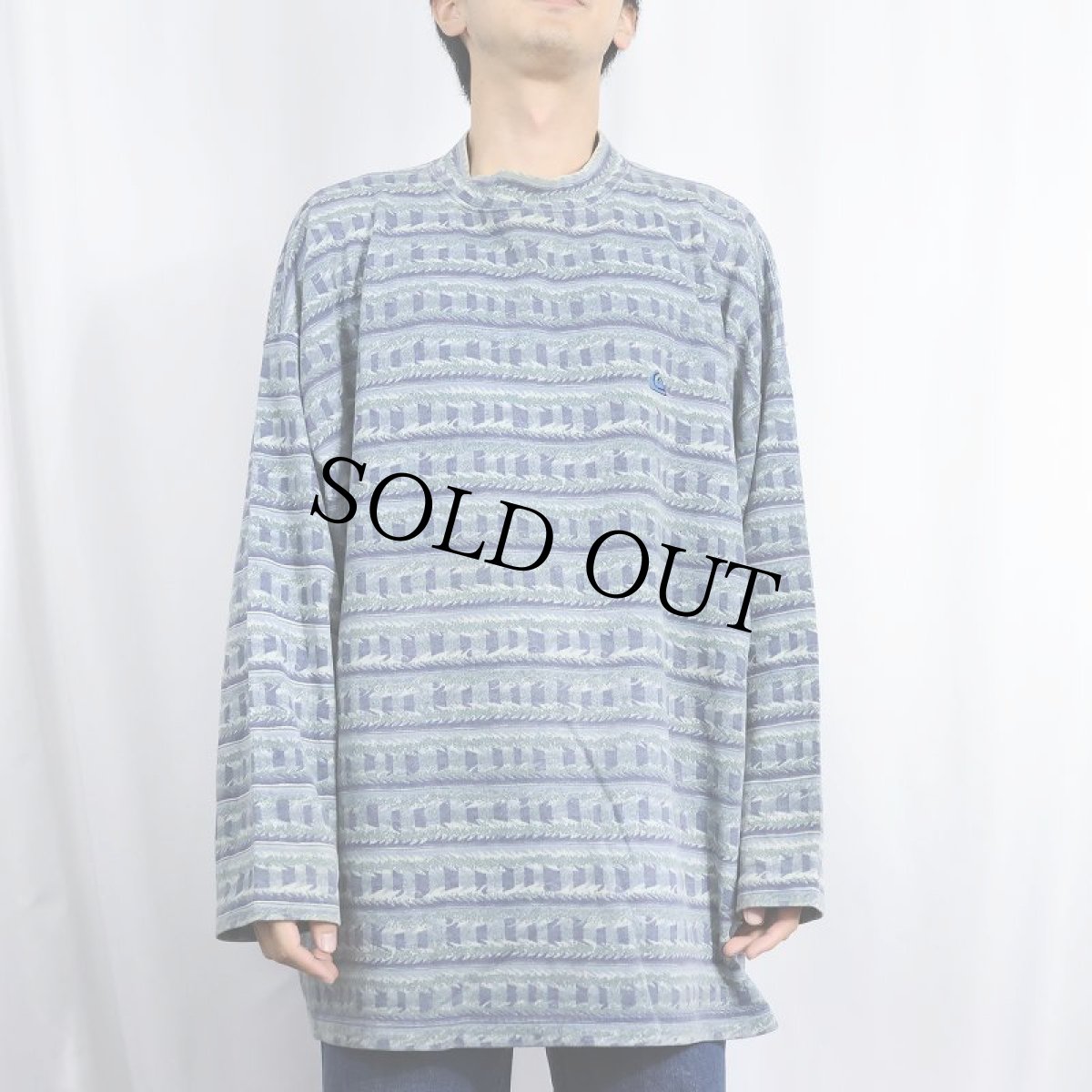 画像2: 90's〜 QUIK SILVER ボーダー柄 ロゴ刺繍ロンT L (2)