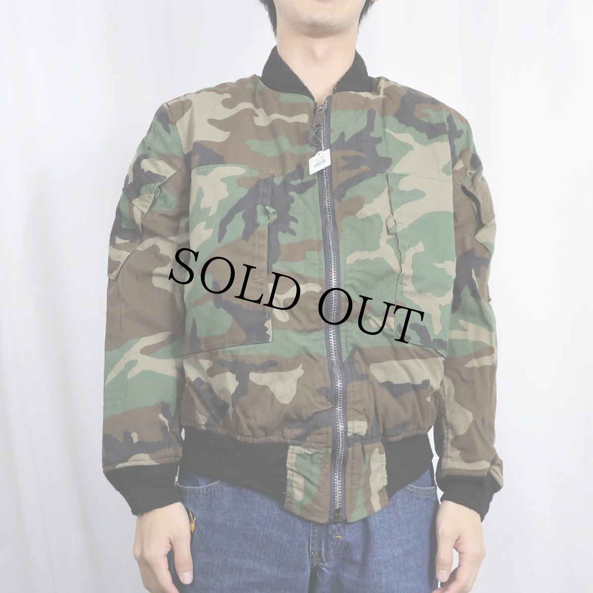 画像3: 民間品 ALPHA INDUSTRIES "MA-1 TYPE" ウッドランドカモ柄 フライトジャケット X-LARGE (3)