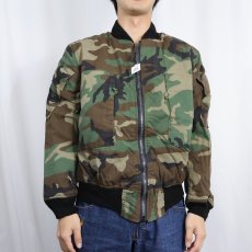 画像3: 民間品 ALPHA INDUSTRIES "MA-1 TYPE" ウッドランドカモ柄 フライトジャケット X-LARGE (3)