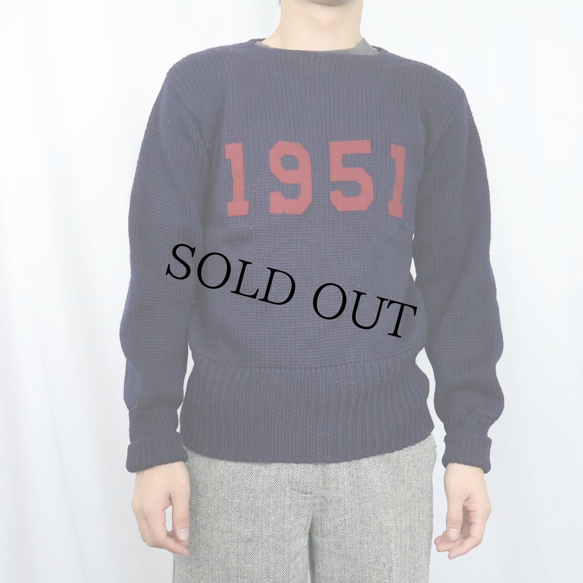 画像2: 50's PEARSON レタードニットセーター NAVY SIZE42 (2)