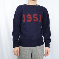 画像2: 50's PEARSON レタードニットセーター NAVY SIZE42 (2)