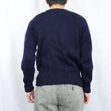 画像3: 50's PEARSON レタードニットセーター NAVY SIZE42 (3)