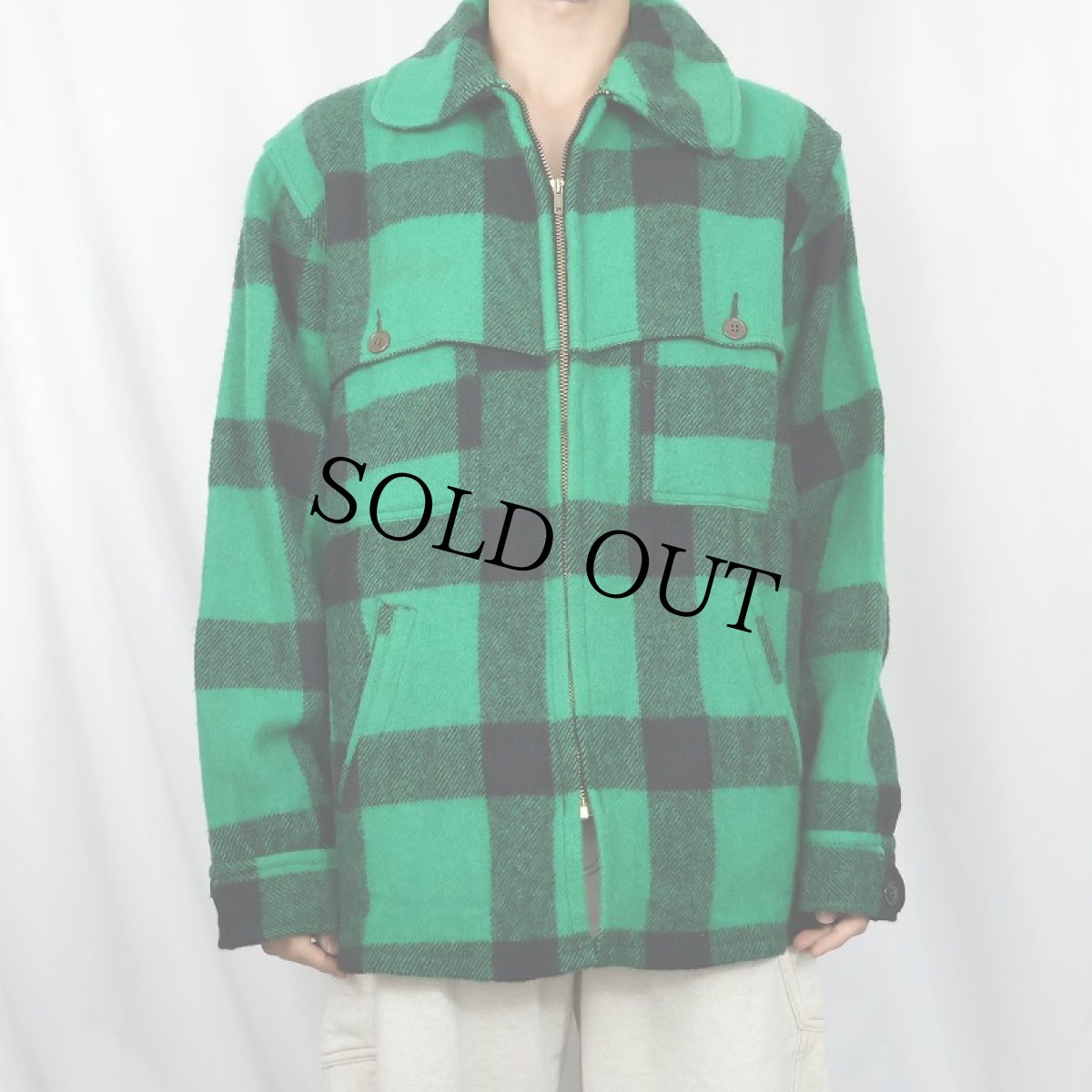 画像2: 60〜70's JOHNSON バッファローチェック柄 ウールマッキーノジャケット SIZE44 (2)