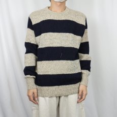 画像2: 80's L.L.Bean USA製 ボーダー柄 ウールニットセーター L (2)