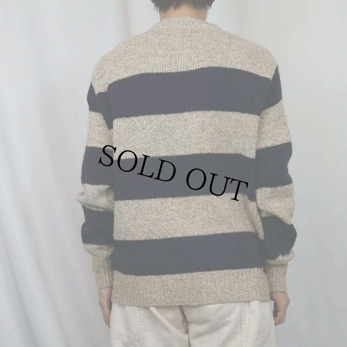 画像3: 80's L.L.Bean USA製 ボーダー柄 ウールニットセーター L (3)