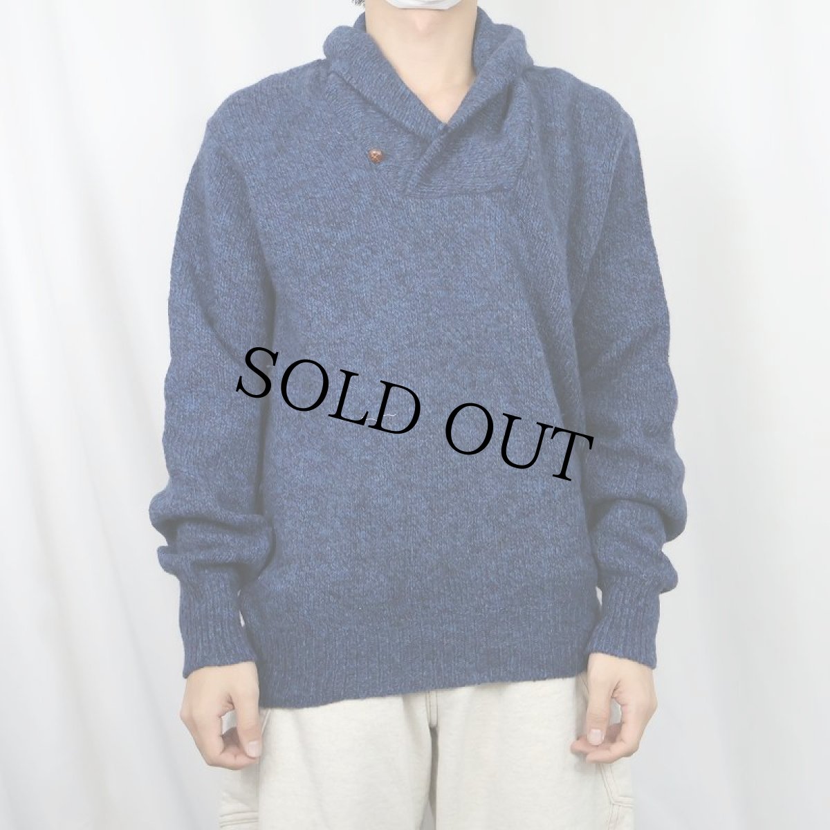 画像2: 80's L.L.Bean USA製 ショールカラー ウールニットセーター M (2)