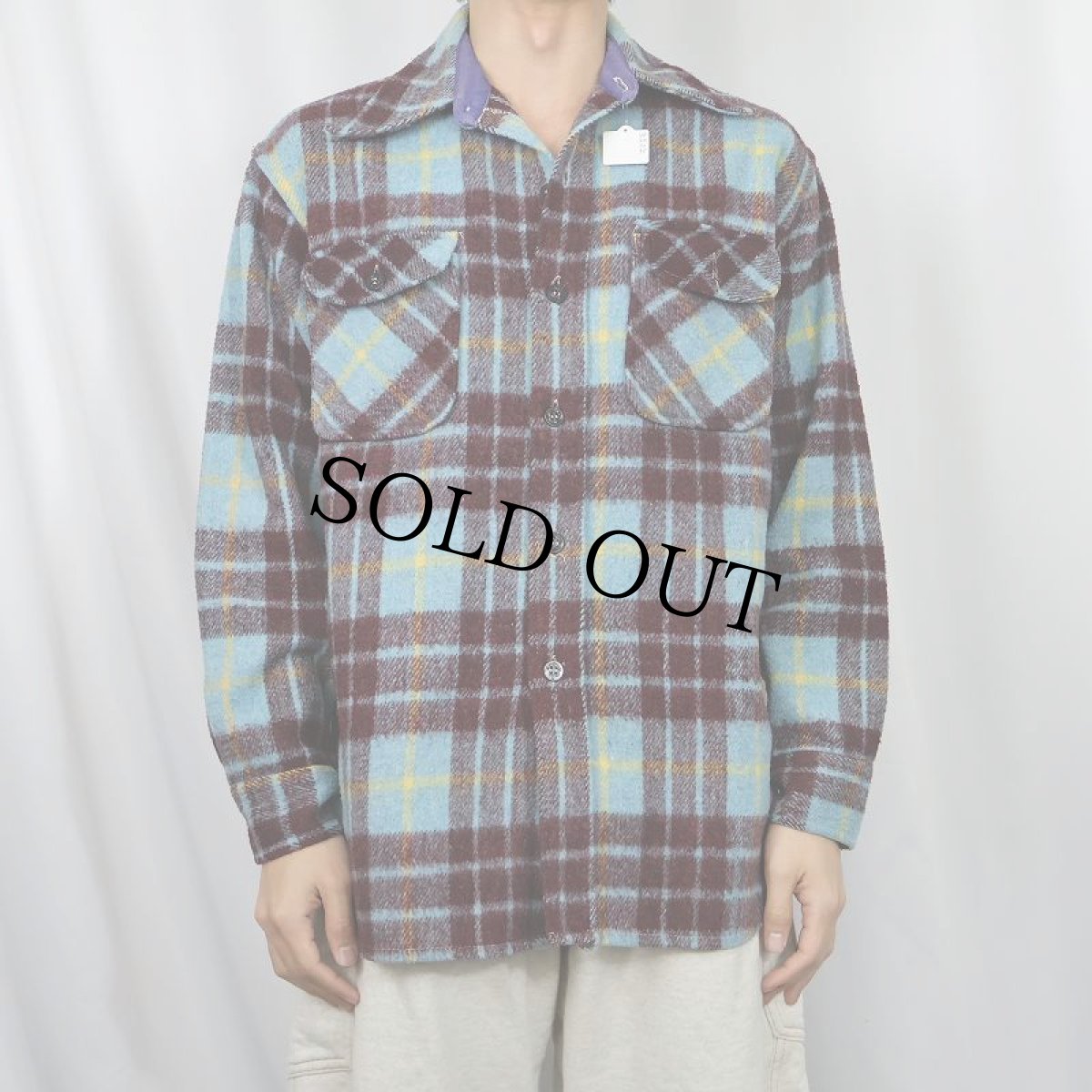 画像2: 70〜80's Roundtable by King Arthur チェック柄 ウール CPOシャツジャケット M (2)