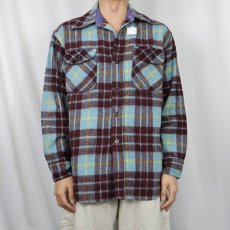 画像2: 70〜80's Roundtable by King Arthur チェック柄 ウール CPOシャツジャケット M (2)