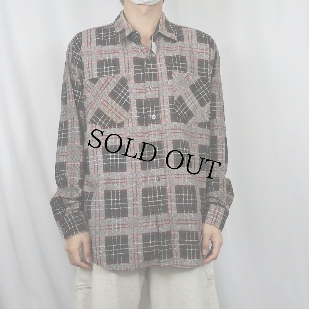 画像2: 70〜80's チェック柄 プリントネルシャツ (2)