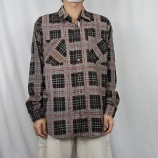 画像2: 70〜80's チェック柄 プリントネルシャツ (2)
