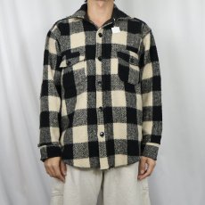 画像2: 90's MELTON USA製 バッファローチェック柄 ウールシャツジャケット L (2)