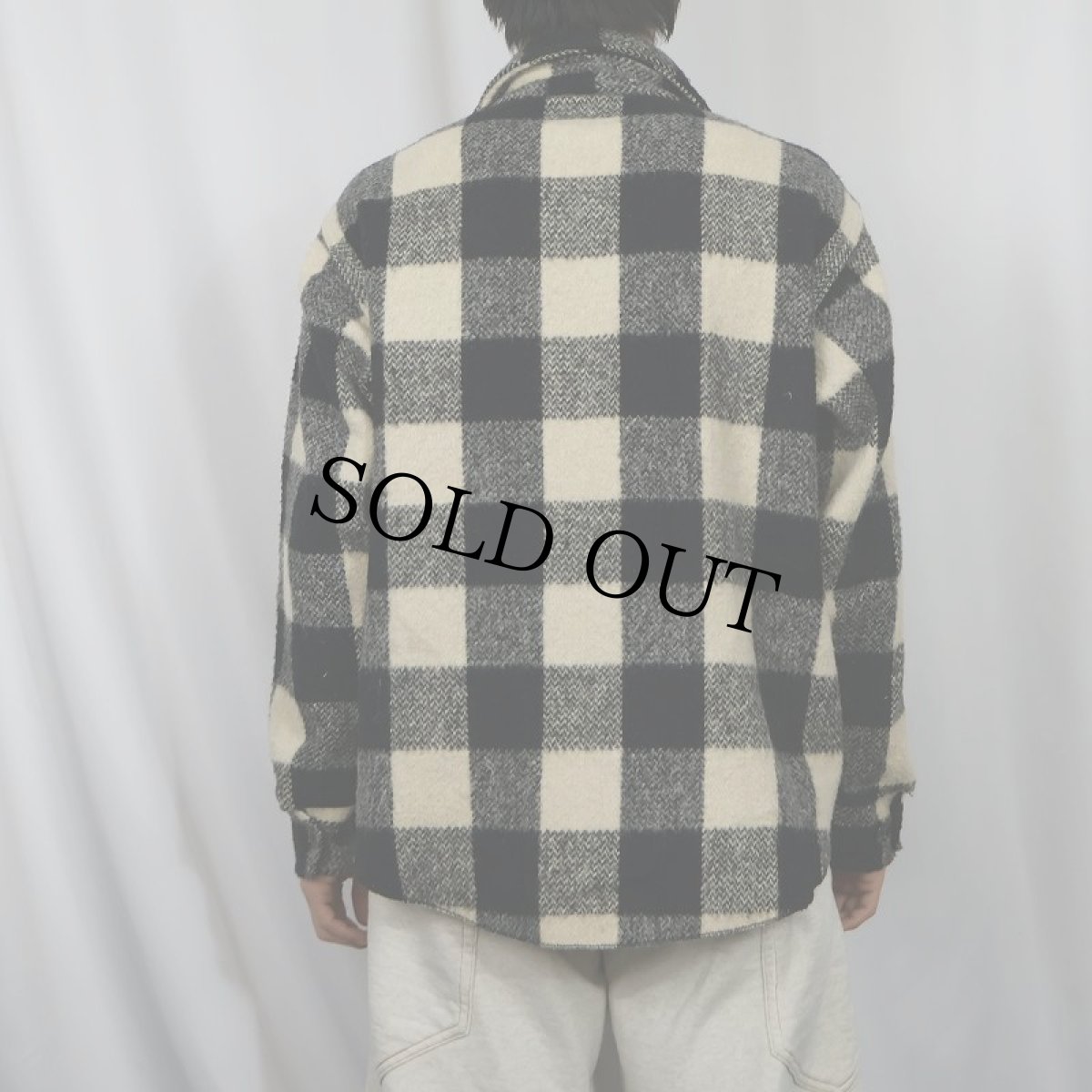画像3: 90's MELTON USA製 バッファローチェック柄 ウールシャツジャケット L (3)