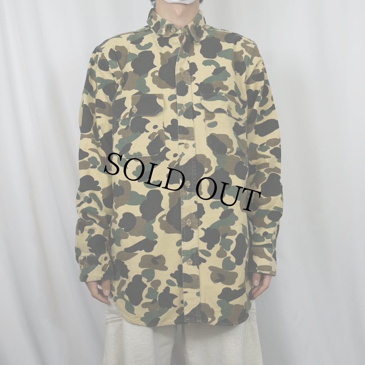 画像2: 70's Woolrich USA製 ダックハンターカモ柄 シャモアクロスシャツ L (2)