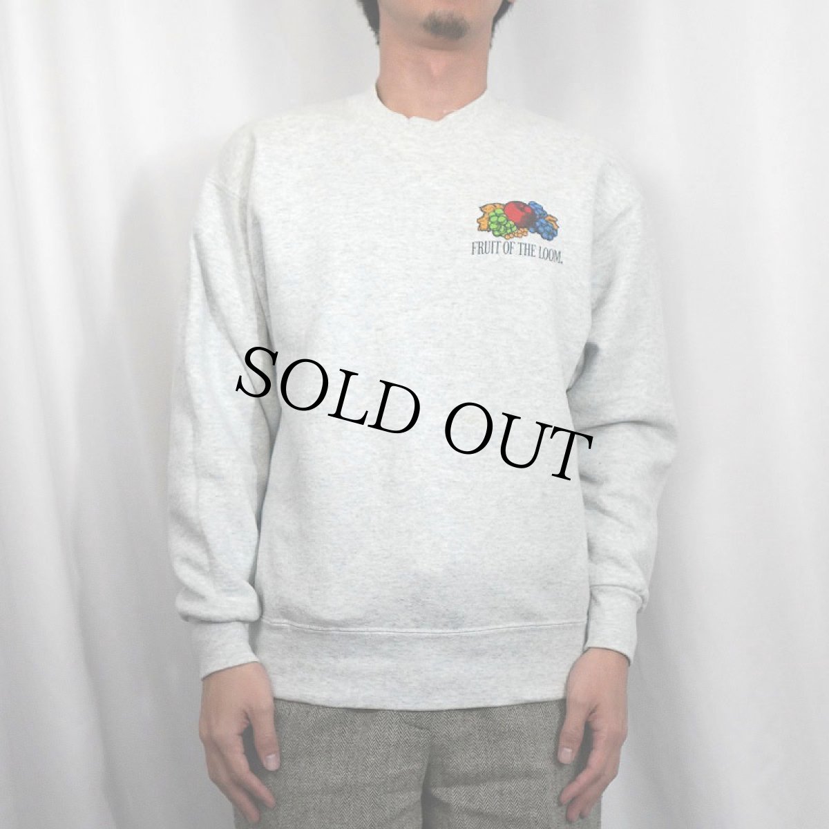 画像2: 90's FRUIT OF THE LOOM USA製 "HEAVY" ロゴプリントスウェット M (2)