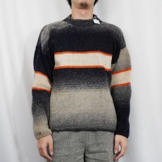 画像2: グラデーションデザイン ロールネック ウールニットセーター (2)